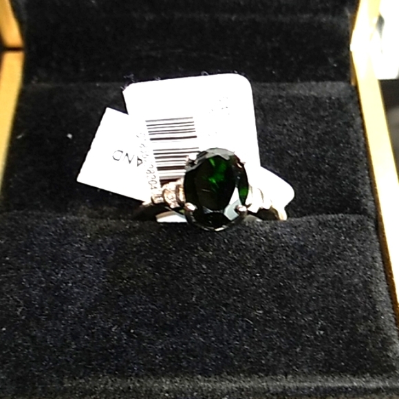 Natural Chrome Russian Diopside Diamond Baguette White Silver - Picture 12 of 15